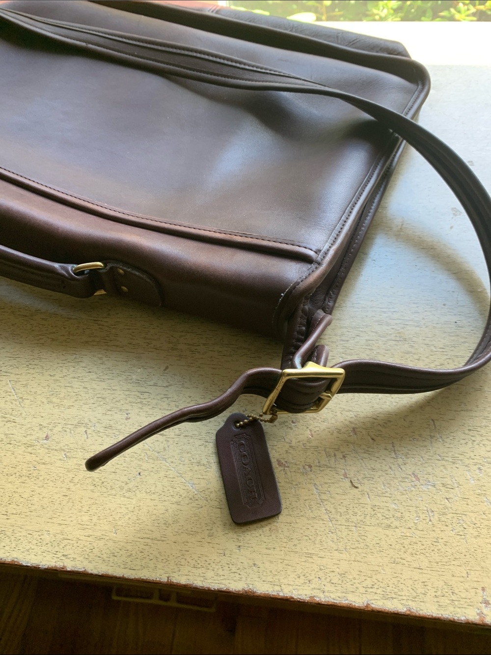 Coach Brown Leather Shoulder Bag with Gold-Tone Hardware - Picture 5 of 5